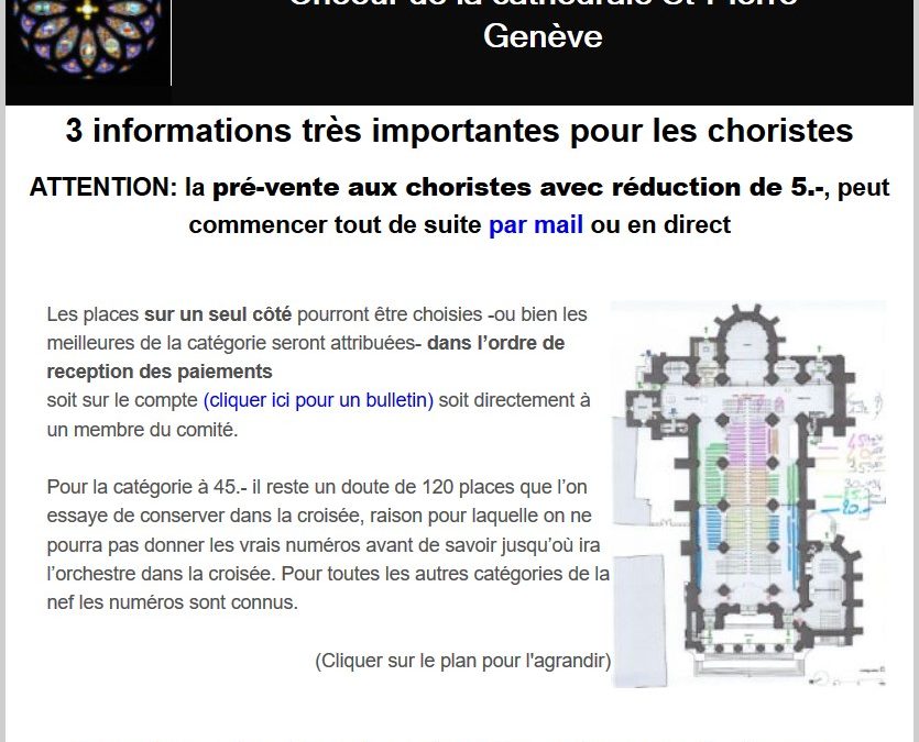 Information très importante pour les choristes